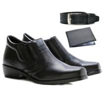 Botinha Social Masculina Couro Bico Fina Quadrado Cano Curto Carteira e Cinto - ATRIA SHOES