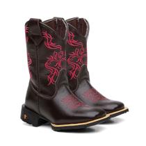 Botinha Texana Infantil Com Zíper Flor Rosa