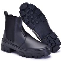 Botinha Tratorada Coturno Feminino Preto Com Elástico Botinha Tratorada Coturno Feminino Preto Com Elástico