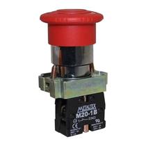 Botoeira Emergencia Com Trava Vermelha Metaltex