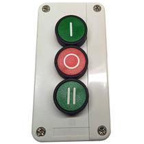 Botoeira Liga e Desliga 3 Botões para Comando com Caixa Sobrepor