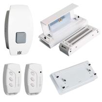 Botoeira sem Fio Com Receptor Fechadura Magnética Porta Vidro Suporte U Controles Branco Botoeira sem Fio Com Receptor Fechadura Magnética Porta Vidro Suporte U Controles Branco