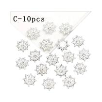 Botões Brilhantes Em Forma De Floco De Neve 10 Peças Metal Base Strass Para Roupas, Sapatos, Bolsas