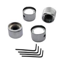 Botões De Controle Para Guitarra Cromados Em Preto E Dourado, 4 Peças, Design Hexagonal Com Chave, Botões De Controle Para Guitarra Cromados Em Preto E Dourado, 4 Peças, Design Hexagonal Com Chave,
