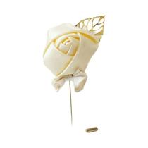 Botões De Flor Artificial Em Rosa Marfim Com Pérolas Falsas Para Homens, Corsage De Casamento,