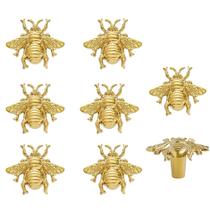 Botões de gabinete BAOTXHBR em forma de abelha, liga de zinco dourada, 8 unidades