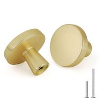 Botões de gabinete goldenwarm 32 mm, liga de zinco, latão escovado, 5 unidades