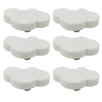 Botões de gabinete Risbay Cloud-Shape White Rubber, 6 unidades para crianças