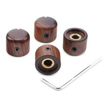 Botões de guitarra OVSAL Rose Wood com orifício de latão, 4 peças para Strat Tele