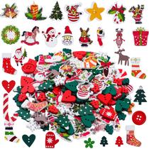 Botões de madeira de Natal yeabwps 200 unidades em estilos variados Botões de madeira de Natal yeabwps 200 unidades em estilos variados