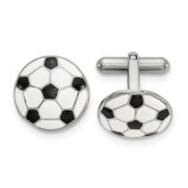 Botões de punho de bola de futebol polidos e esmaltados de aço inoxidável