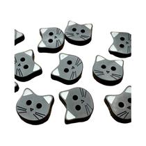 Botões De Resina Gato Preto Com Orelhas Brancas De Desenho Animado Fofos Para Costura E Artesanato,