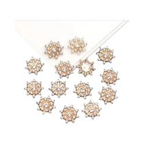 Botões De Strass Em Forma De Floco De Neve 10pcs Base De Metal Glitter Para Roupas, Calçados, Bolsas