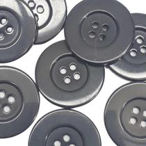Botões Grandes 4 Furos Brilhante Plástico ABS Cinza 27mm 44267 Botao criativo para confecção roupas e artesanato Botões Grandes 4 Furos Brilhante Plástico ABS Cinza 27mm 44267 Botao criativo para confecção roupas e artesanato