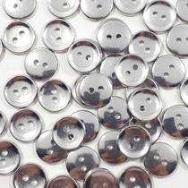 Botões Luxo Metalizado 4 Furos Brilhante Plástico ABS Prata 12mm 44119 Botão decorativo para uniformes e camisas Botões Luxo Metalizado 4 Furos Brilhante Plástico ABS Prata 12mm 44119 Botão decorativo para uniformes e camisas