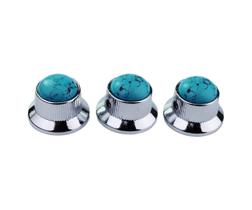 Botões para Baixo e Guitarra Guyker Top Hat Liga de Zinco Azul 3 Peças Botões para Baixo e Guitarra Guyker Top Hat Liga de Zinco Azul 3 Peças