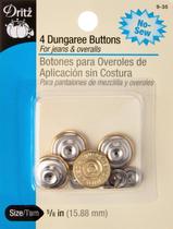 Botões para Costura Dritz 9-35 Sem Costura Dungaree Dourado 1,6 cm Pacote com 4 Botões para Costura Dritz 9-35 Sem Costura Dungaree Dourado 1,6 cm Pacote com 4