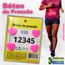 Bóton pressão Coração Pink número peito corrida de rua c/ 4 unid.