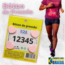 Bóton pressão Coração Rosa Bebê número peito corrida de rua c/ 4 unid.