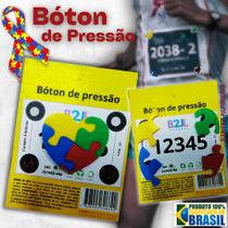 Bóton pressão Coração TEA Autismo quebra cabeça número peito corrida de rua c/ 4 unid.