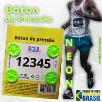 Bóton pressão Verde Neon número peito corrida de rua c/ 4 unid.