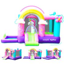 Bounce House AirMyFun Unicorn com escorregador para meninas de 3 a 10 anos