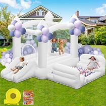 Bounce House GYMMALL White para crianças de 3 a 8 anos com caixa de bolas deslizante