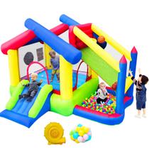 Bounce House inflável WELLFUNTIME com escorregador e piscina de bolas Bounce House inflável WELLFUNTIME com escorregador e piscina de bolas