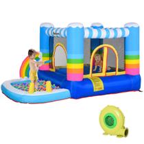 Bounce House Outsunny inflável para crianças 2 em 1 com trampoli