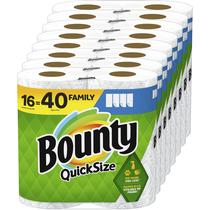 Bounty toalhas de papel de tamanho rápido, branco, 16 rolos familiares = 4