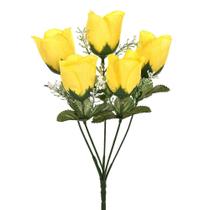 Bouquet Botão de Rosa Grillo Amarelo com 5 Flores