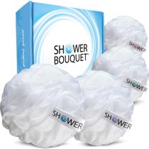 Bouquet de banho com esponja de banho Loofah Soft White Cloud XL, pacote com 4 Bouquet de banho com esponja de banho Loofah Soft White Cloud XL, pacote com 4