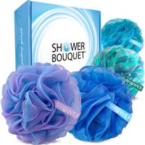 Bouquet de chuveiro com esponja de banho Loofah XL Swirl, pacote com 4, 300 g