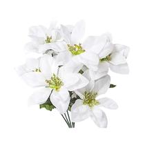 Bouquet De Flores De Natal De Seda Artificial Com 7 Cabeças Em Branco E Vermelho Para Decoração De