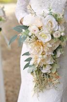 Bouquet de noiva Ansofi Cascading Beige Rose Artificial