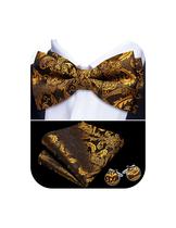 Bow Tie Barry.Wang Gold Black Floral Silk para homens