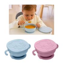 Bowl Baby Elefante 450ml Lyor Tigela Tampa Ventosa Infantil Papinha Marmita Marmitinha Bebê Criança