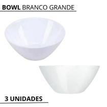 Bowl Branco Opaline Grande 2170ml Vidro Resistente Elegante Conjunto com 3 Unidades