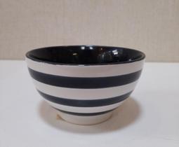 Bowl Cerâmica Dreide Azul escuro com Listras 10x5,5cm Bowl Cerâmica Dreide Azul escuro com Listras 10x5,5cm