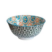 Bowl Cerâmica Encanto Laranja e Azul 15,5x7,5cm 600ml 1 un.