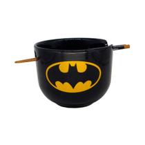 Bowl Com Hashi 500ml Tigela Porcelana Batman Dc Presente Geek Oriental Zona Criativa Original