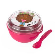 Bowl Com Tampa e Colher Plastica Rosa Power Girl 500ml Livre de BPA Plasvale Bowl Com Tampa e Colher Plastica Rosa Power Girl 500ml Livre de BPA Plasvale