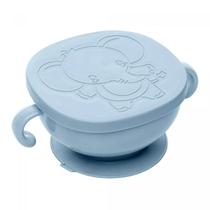 Bowl Com Tampa e Ventosa Baby Elefante Plastico Azul 221035 Lyor