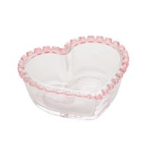 Bowl Cristal Coração Borda Rosa 13,5Cm X 12,5Cm X 5Cm