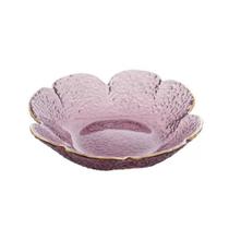 Bowl cristal de chumbo martelado com borda dourada rosa - WOLLF