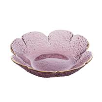 Bowl cristal de chumbo martelado com borda dourada rosa - WOLLF