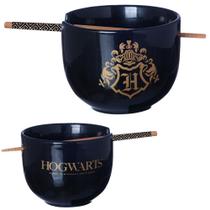 Bowl Cumbuca Tigela Com Hashi Hogwarts Porcelana Preta 500ml Oficial Harry Potter WB