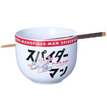 Bowl Cumbuca Tigela Com Hashi Homem-Aranha Spider-Man Porcelana 500ml Oficial Marvel