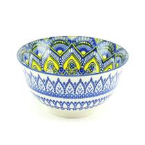Bowl de Cerâmica Estampado Mandala Azul e Amarelo Grande - PraCaza