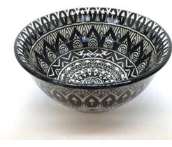 Bowl De Cerâmica Geométrico Preto E Branco 12,5x6,5cm Lyor